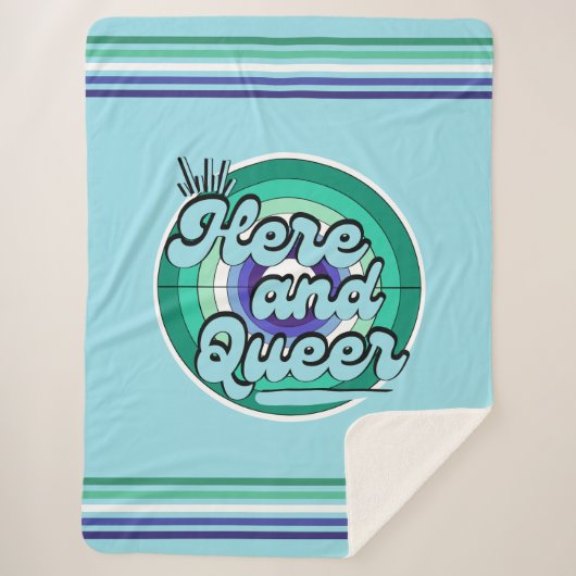 ゲイオス国旗： LGBTQ – ここに同性愛者 シェルパブランケット (正面)
