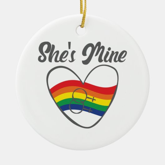 ゲイカップルがLGBTに合う彼女は私のゲイプライド セラミックオーナメント (正面)