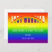 ゲイカップルたった今結婚しましたLGBTゲイ結婚の駆け落ち ポストカード (正面/裏面)