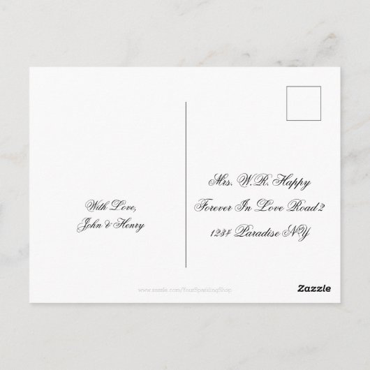 ゲイカップルたった今結婚しましたLGBTゲイ結婚の駆け落ち ポストカード (裏面)