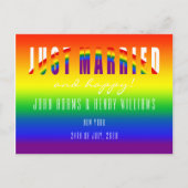 ゲイカップルたった今結婚しましたLGBTゲイ結婚の駆け落ち ポストカード (正面)