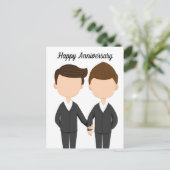 ゲイカップルの幸せな結婚記念日 ポストカード (スタンド正面)