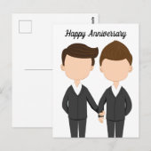 ゲイカップルの幸せな結婚記念日 ポストカード (正面/裏面)