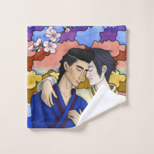 ゲイカップルの浮世絵スタイル日本の中 ウォッシュタオル