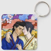 ゲイカップルの浮世絵スタイル日本の中 キーホルダー (裏面)