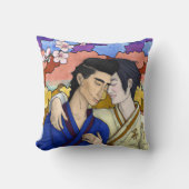ゲイカップルの浮世絵スタイル日本の中 クッション (正面)