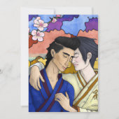 ゲイカップルの浮世絵スタイル日本の中 シーズンカード (正面)