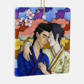 ゲイカップルの浮世絵スタイル日本の中 セラミックオーナメント (右)