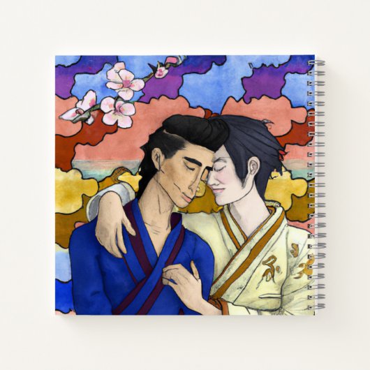 ゲイカップルの浮世絵スタイル日本の中 ノートブック (裏面)