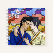 ゲイカップルの浮世絵スタイル日本の中 ノートブック (正面)