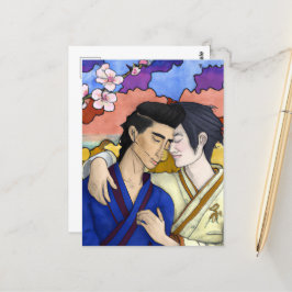 ゲイカップルの浮世絵スタイル日本の中 ポストカード