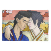 ゲイカップルの浮世絵スタイル日本の中 枕カバー (裏面)