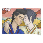 ゲイカップルの浮世絵スタイル日本の中 枕カバー (正面)