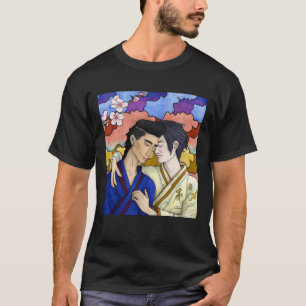 ゲイカップルの浮世絵スタイル日本の中 Tシャツ
