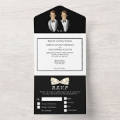 ゲイカップルの結婚式フォーマルタキシード オールインワン招待状 (内側)
