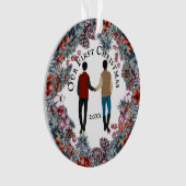 ゲイカップルアフリカ系アメリカホリーリース オーナメント (正面)