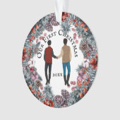 ゲイカップルアフリカ系アメリカホリーリース オーナメント (正面)