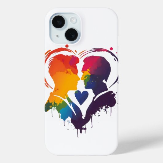 ゲイカップルレインボーハート Case-Mate iPhoneケース (裏面)