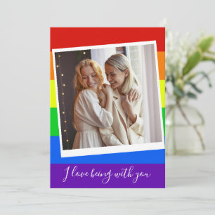 ゲイカップル写真カスタムレインボーロマンチックLGBTQ カード