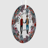 ゲイカップル白人男性用ベリークリスマスリース オーナメント (正面)