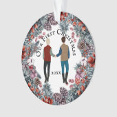 ゲイカップル白人男性用ベリークリスマスリース オーナメント (正面)