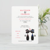 ゲイカップル結婚の可愛い黒猫 招待状 (スタンド正面)
