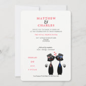 ゲイカップル結婚の可愛い黒猫 招待状 (正面)