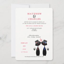 ゲイカップル結婚の可愛い黒猫 招待状