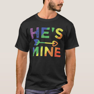 ゲイカップル マッチングTシャツ He's Mine LGBTプライドマーチ メンズ Tシャツ