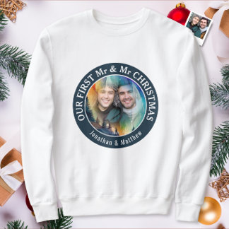 ゲイカップル 私たちの初めてのクリスマス Mr & Mr 写真 スウェットシャツ