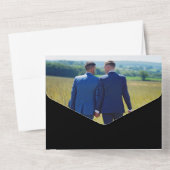 ゲイカップルPHOTO Mr.とMr.白黒ボウタイ オールインワン招待状 (裏面)