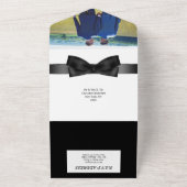 ゲイカップルPHOTO Mr.とMr.白黒ボウタイ オールインワン招待状 (外側)