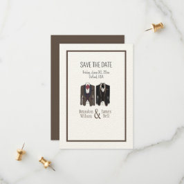 ゲイカップルTuxedes結婚式の日付を保存 セーブザデート