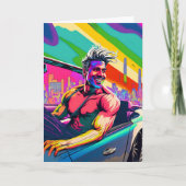 ゲイガイとその車の誕生日 カード (正面)