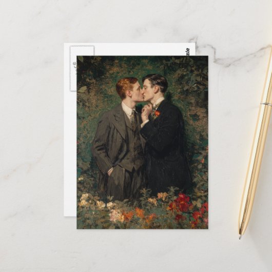 ゲイキスをするの男たち ポストカード (正面/裏面インサイチュ)