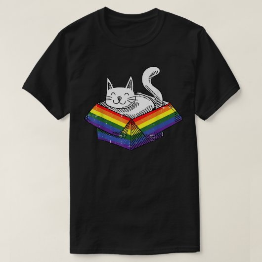 ゲイキャットプライドレインボーカイトキッテン子猫誇りを持ったLGBT Tシャツ (デザイン正面)