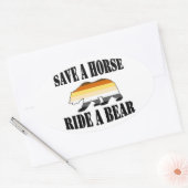 ゲイクマプライド馬に乗って熊を保存 楕円形シール (封筒)