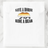 ゲイクマプライド馬に乗って熊を保存 楕円形シール (バッグ)