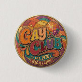 ゲイクラブ レトロ LGBTQ+ プライド ピンバッジ (正面)