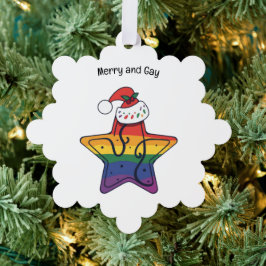 ゲイクリスマススター(LGBT旗) オーナメントカード