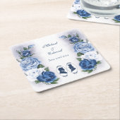 ゲイグロームズリージェンシーブルーバラ スクエアペーパーコースター (アングル)