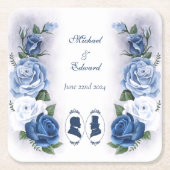 ゲイグロームズリージェンシーブルーバラ スクエアペーパーコースター (正面)