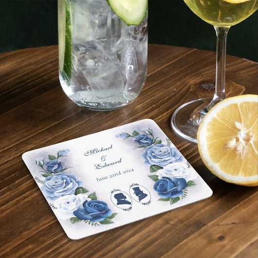 ゲイグロームズリージェンシーブルーバラ スクエアペーパーコースター