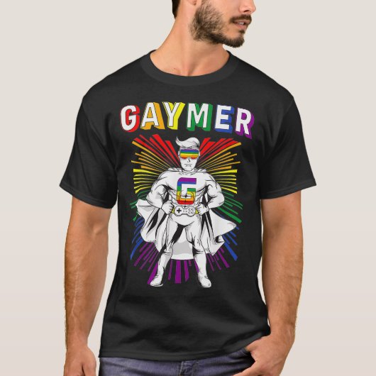 ゲイゲーマーゲームゲイマーゲイミングLGBTQゲイメンズプリ Tシャツ (正面)