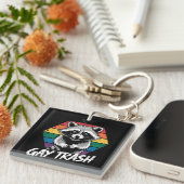 ゲイゴミ箱ラクーンLGBTQプライドヴィンテージ キーホルダー (正面右)