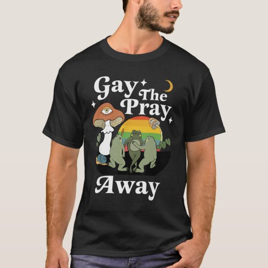 ゲイザ祈遠くにおもしろいゲイカエルLGBTQプライド Tシャツ (正面)