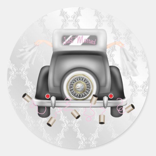 ゲイシルバーダマスクのウェディングステッ結婚カー付き ラウンドシール (正面)