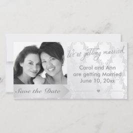 ゲイシルバー・ダマスク柄 結婚式 写真付き 日程お知らせ セーブザデート
