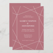 ゲイシンプルポリゴンほこりっぽいピンク結婚式招待状 招待状 (正面/裏面)