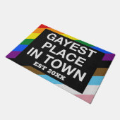 ゲイストプレイスインタウンゲイプライドLGBTレインボーカスタム ドアマット (アングル)